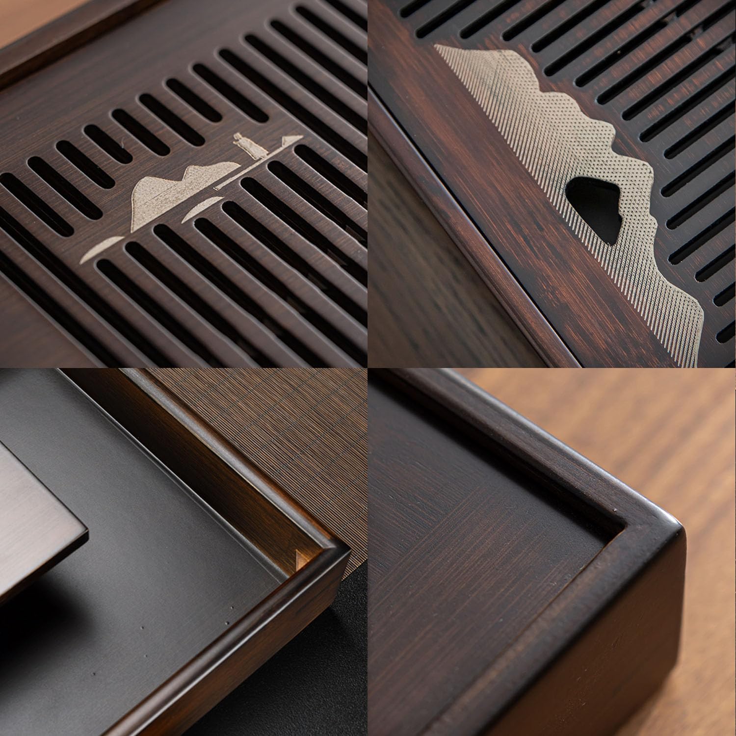 Bsigo bamboo tea tray supports a 2-3 person Gongfu tea service