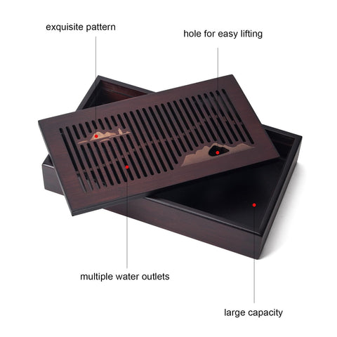 Bsigo bamboo tea tray hollow grid enables drainage and quick surface drying after brewing