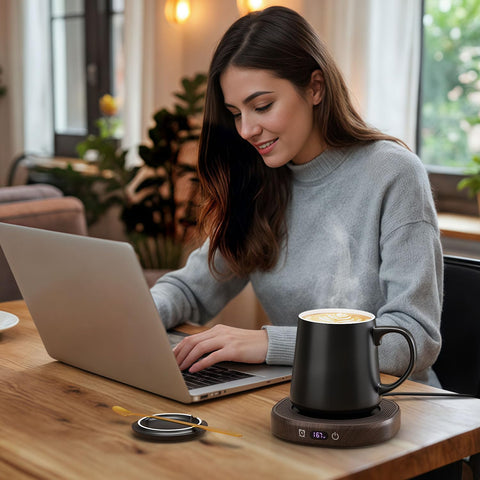 Bsigo mug warmer with auto shut-off timer for safe desk use