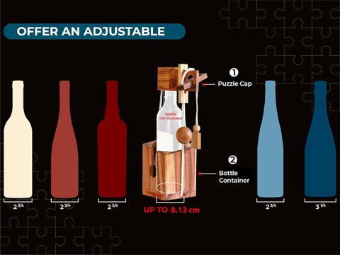 BSIRI Bottle Puzzle tabletop display adds rustic charm to a wine bar.