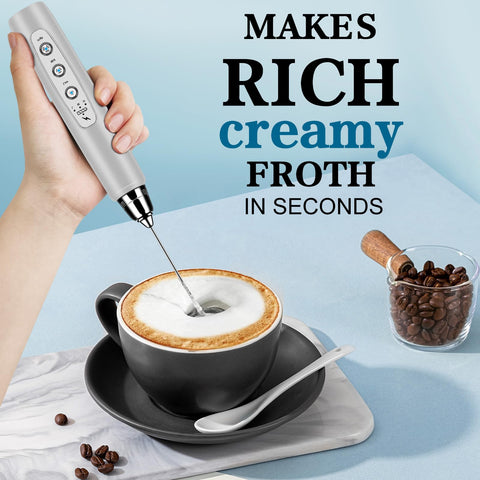 BSRGMS milk frother handheld three-speed-control for versatile textures