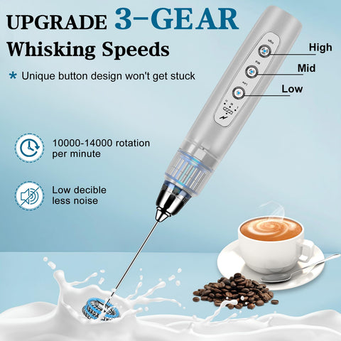 BSRGMS milk frother handheld USB-C-charging indicator shows quick readiness