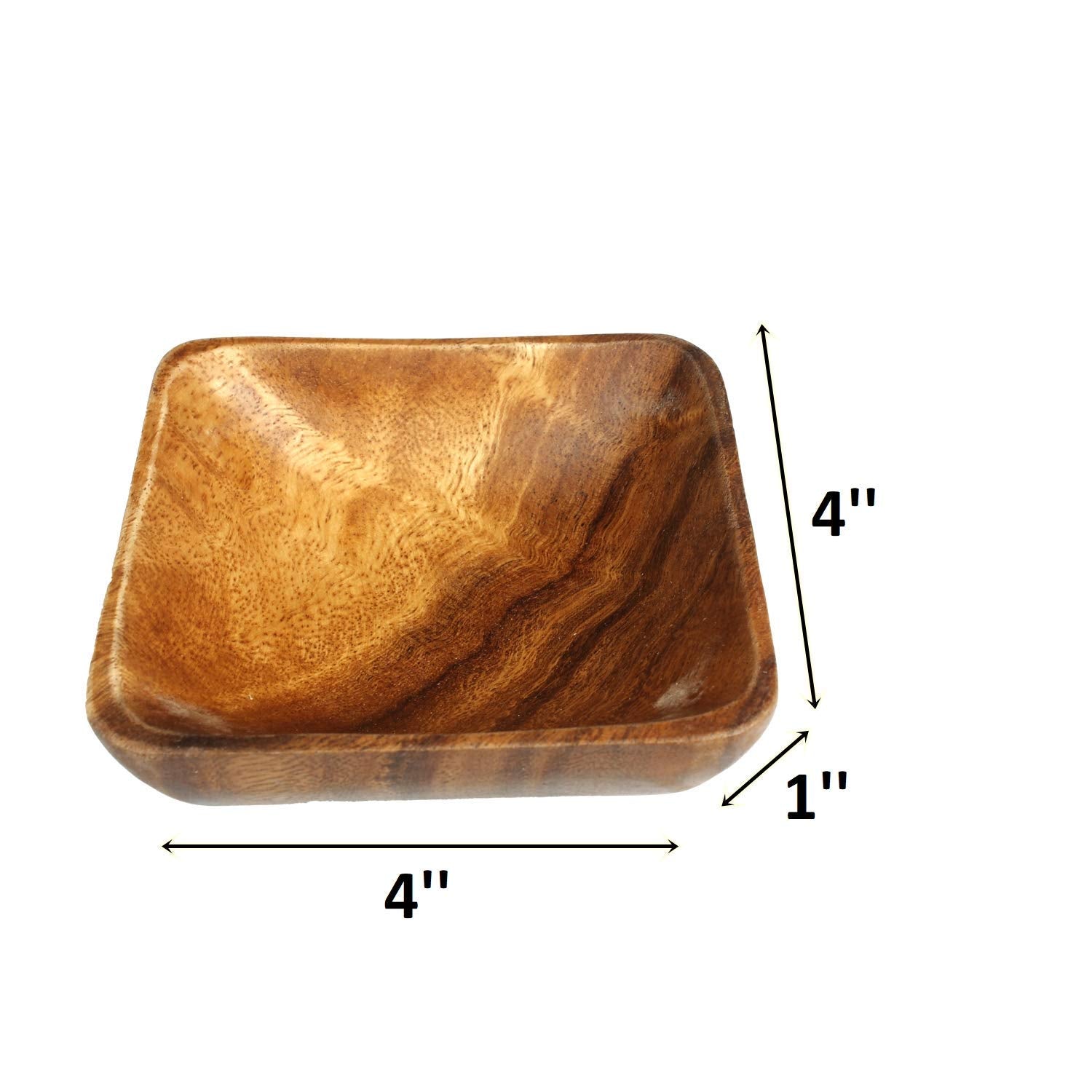 Close-up of 4-inch square bowls for dips and snacks.