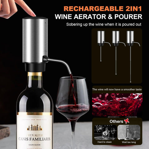 Bsteciar foil cutter integrated for quick bottle prep and neat cuts.