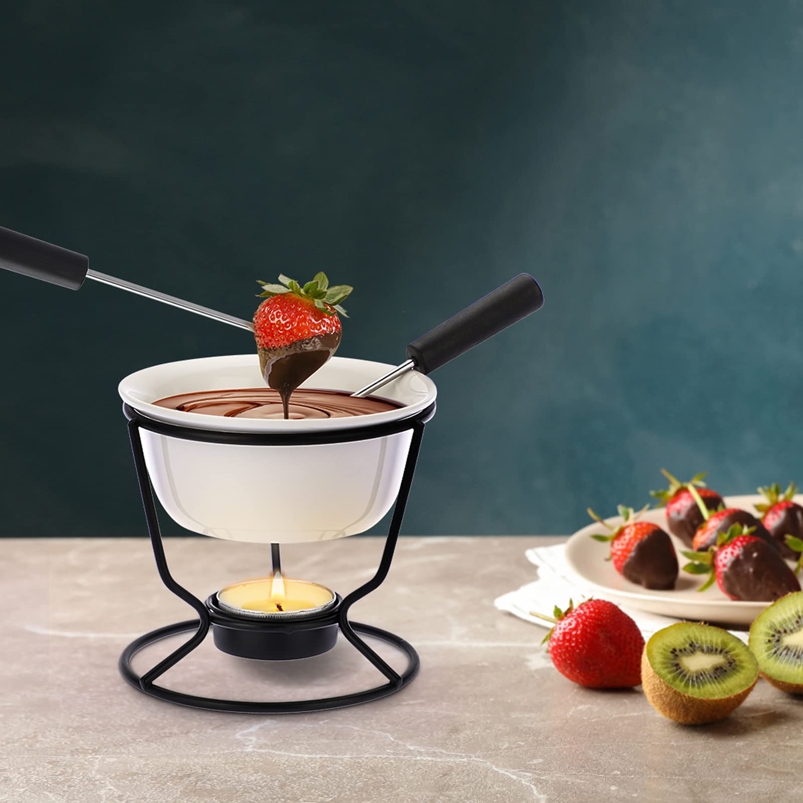 BSTKEY afternoon tea table setup with versatile fondue accessory.