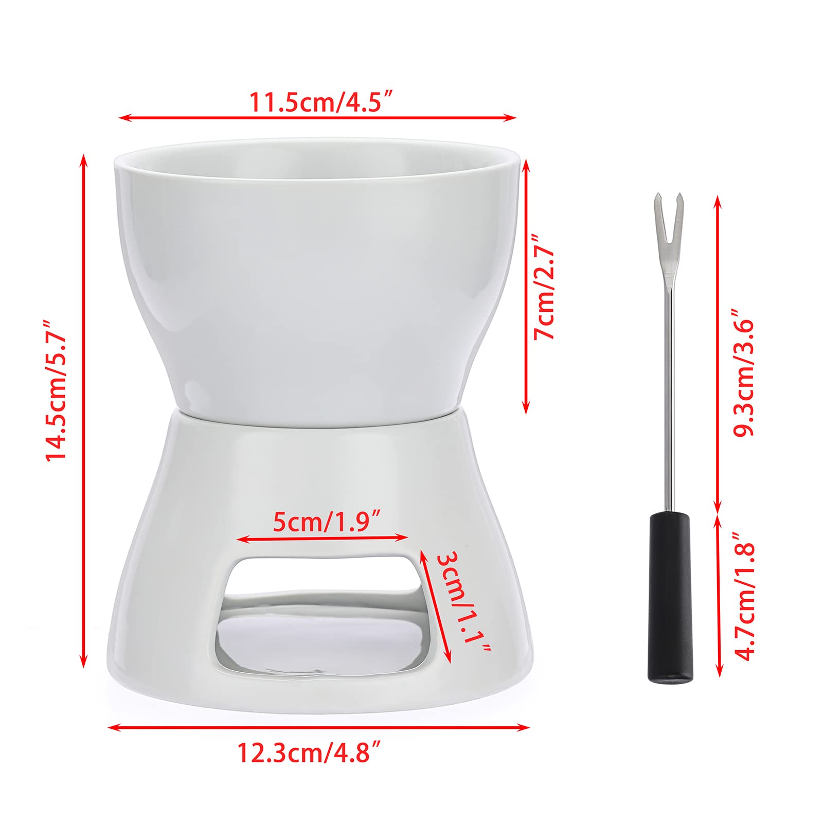 BSTKEY ceramic fondue cup ready to melt cheese or chocolate for dipping.