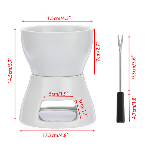 BSTKEY ceramic fondue cup ready to melt cheese or chocolate for dipping.