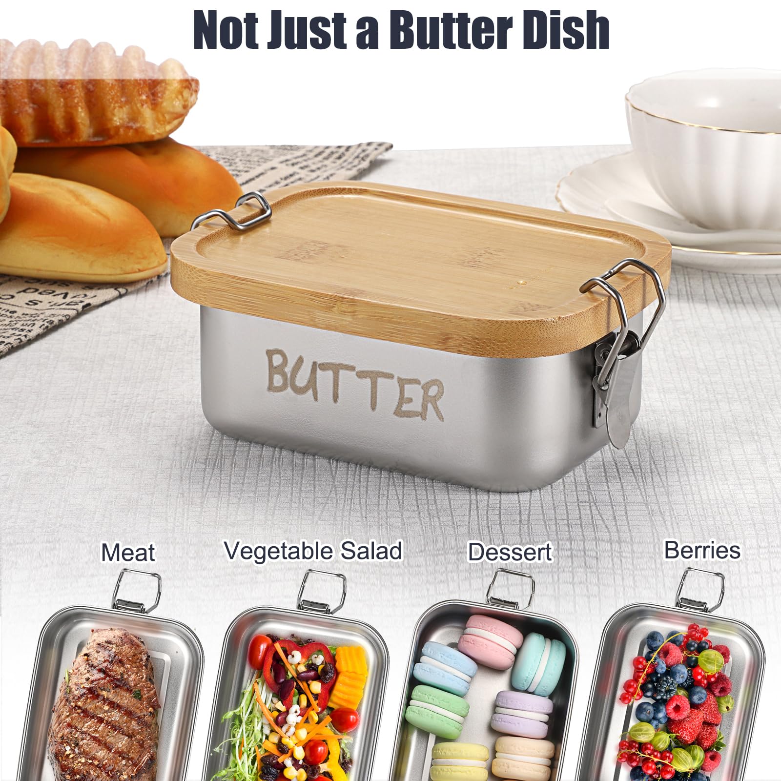 BSTKEY dishwasher-safe butter dish for effortless cleanup.