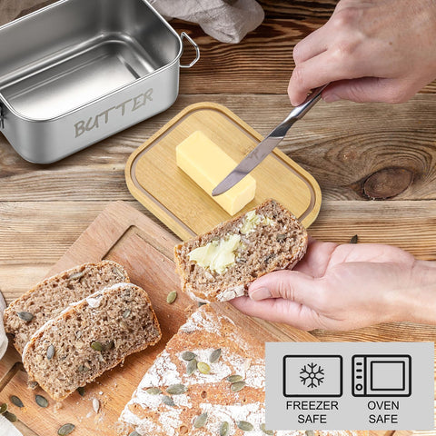 BSTKEY multi-function butter dish serves as compact storage for snacks.