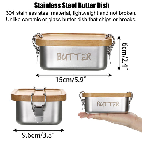 BSTKEY stainless steel butter container is durable for daily use.