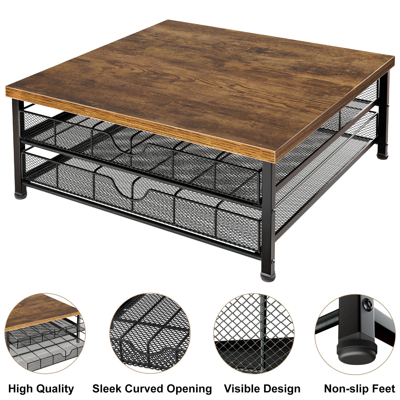 BSTSLL coffee station drawer contents demonstrates tidy counter setup and convenience.