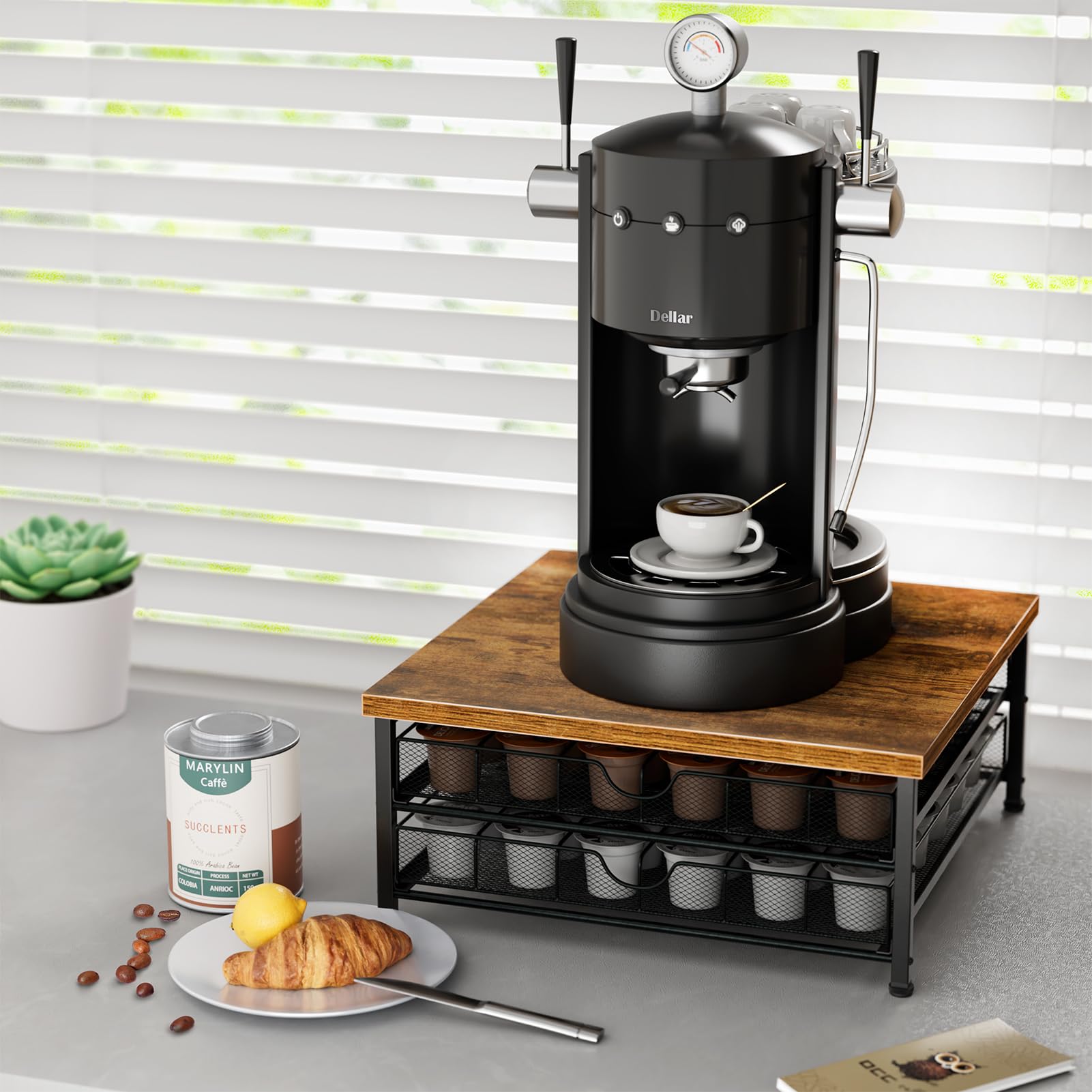 BSTSLL K-Cup drawer top view highlights smooth sliding action for quick pod access.
