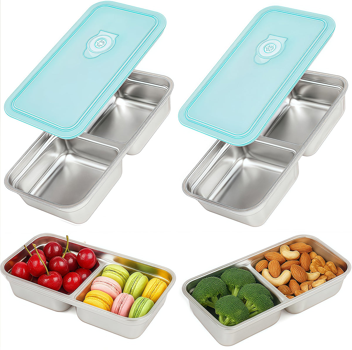 BSTUR Snackle Box with two compartments for organized lunch servings.