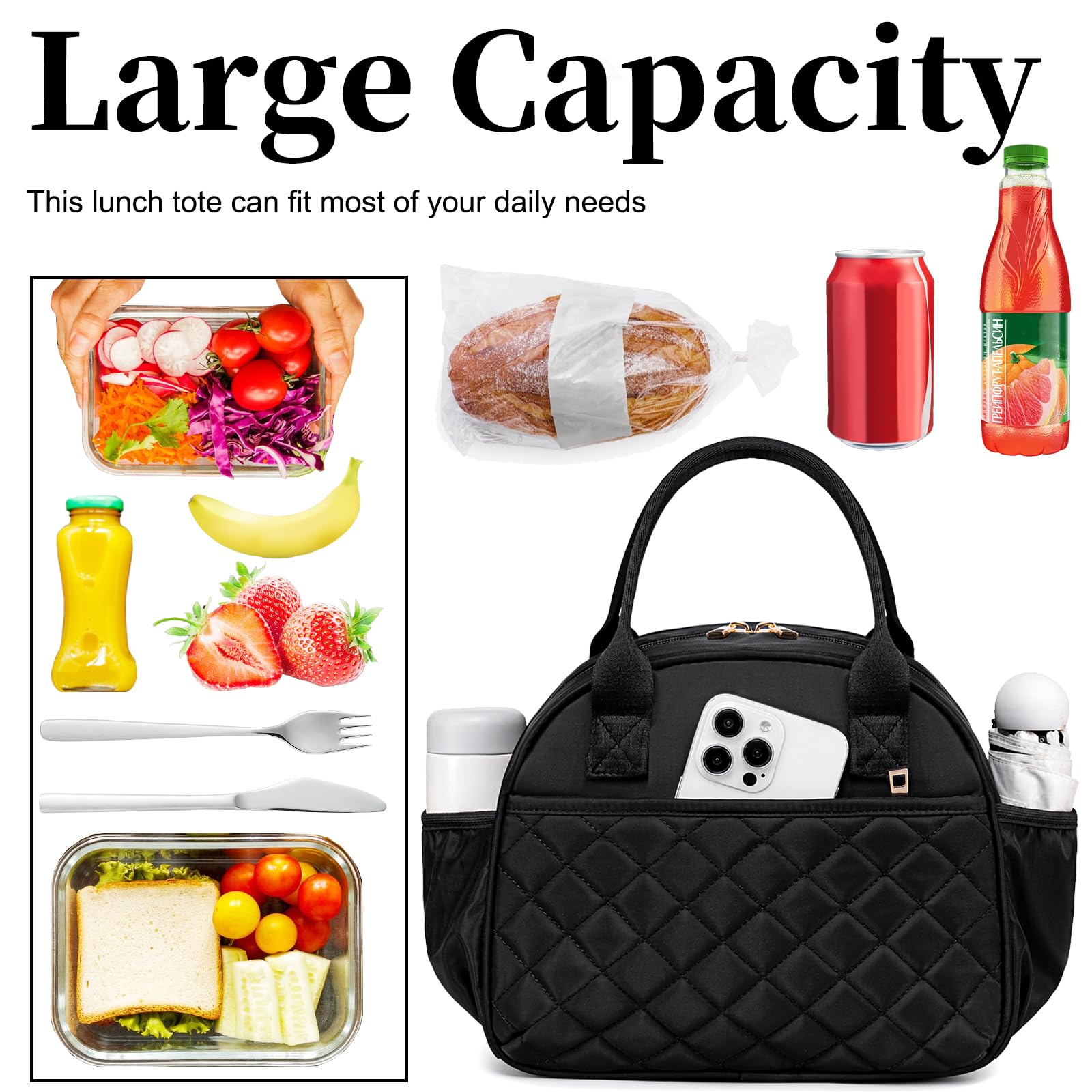 BTOOP lunch bag front pocket keeps small essentials organized