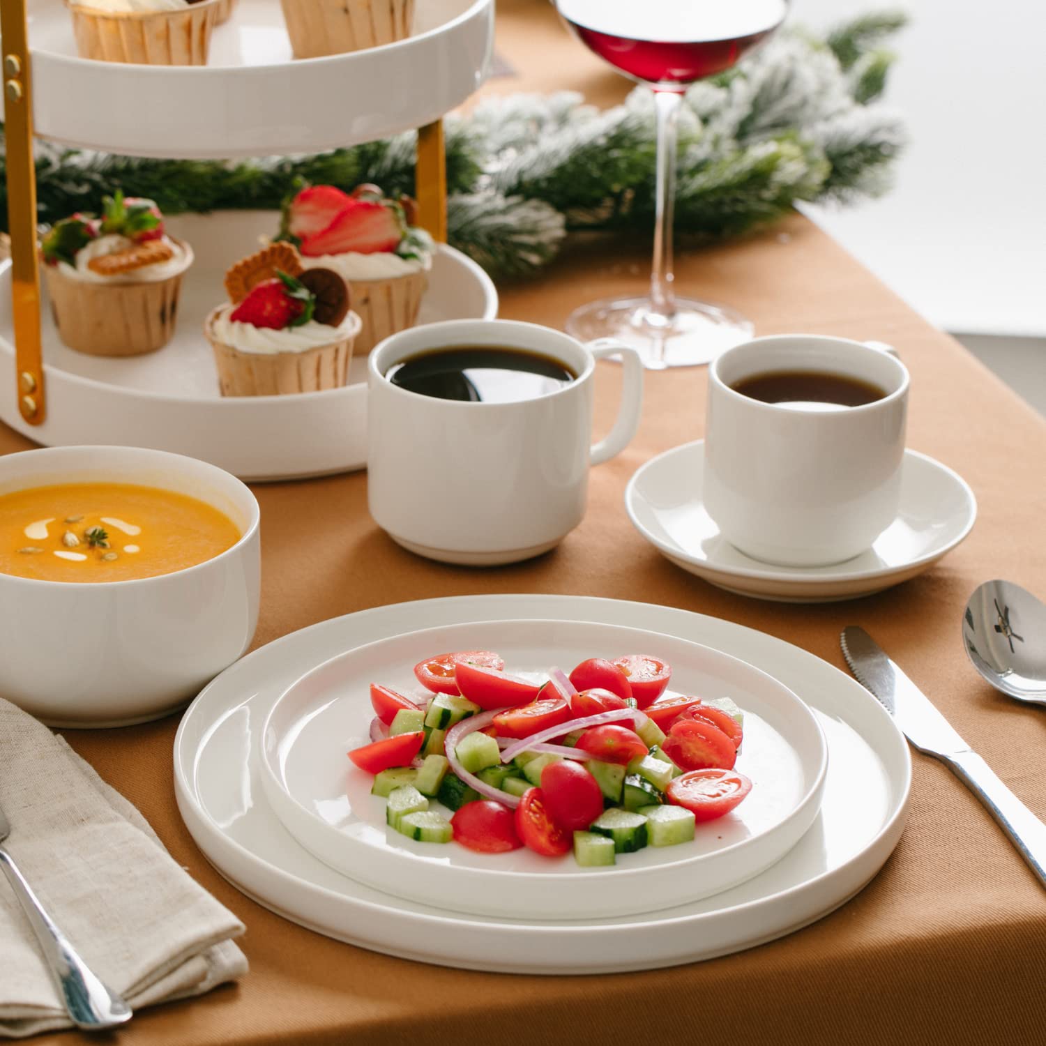 BTaT 12-pack plain white mugs ideal for entertaining guests.