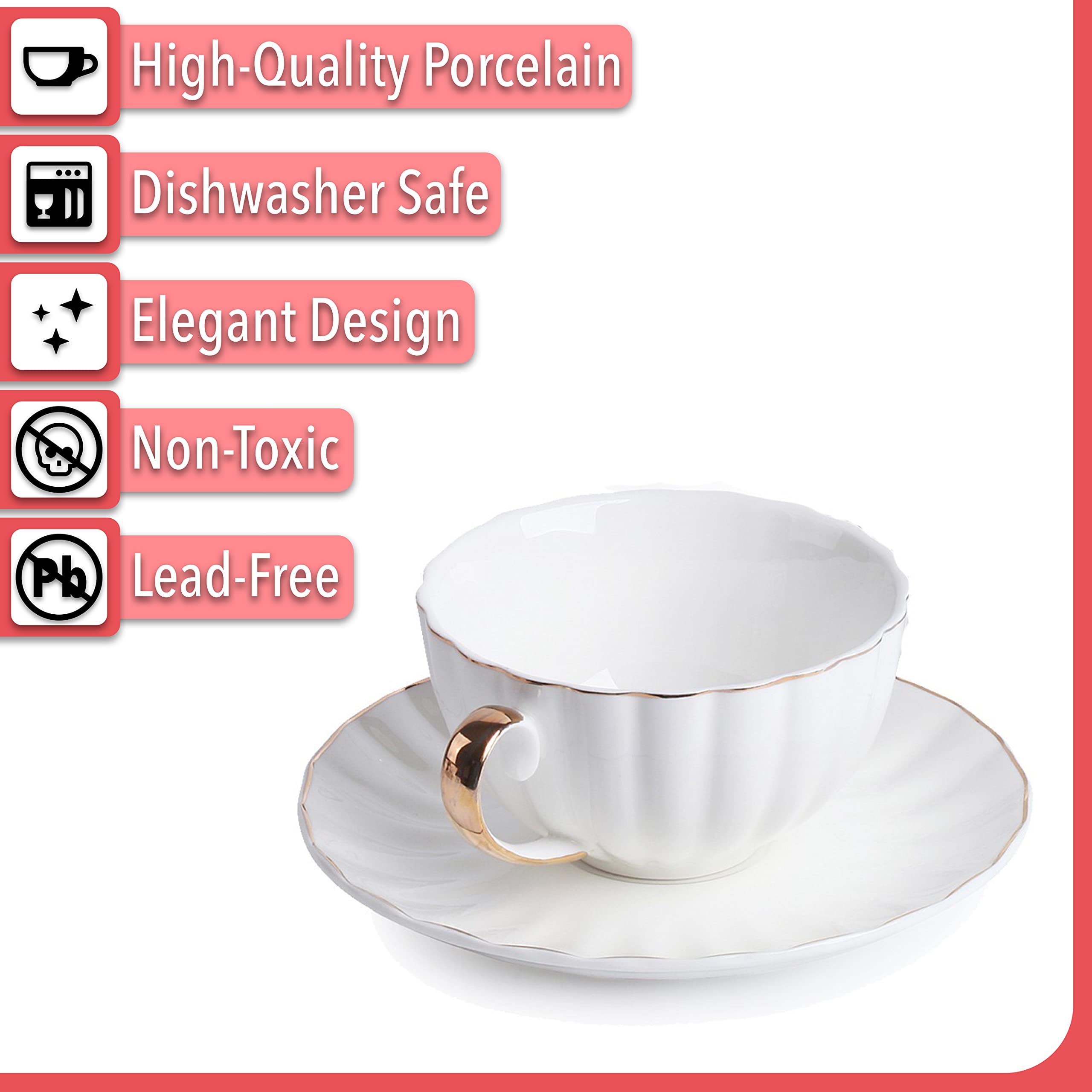 BTaT 7 oz cups fit a balanced brew for tea or coffee.