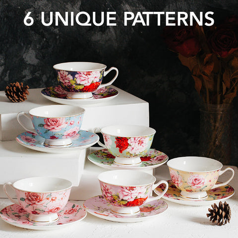 BTaT teacups in a colorful collection brighten your table setting.