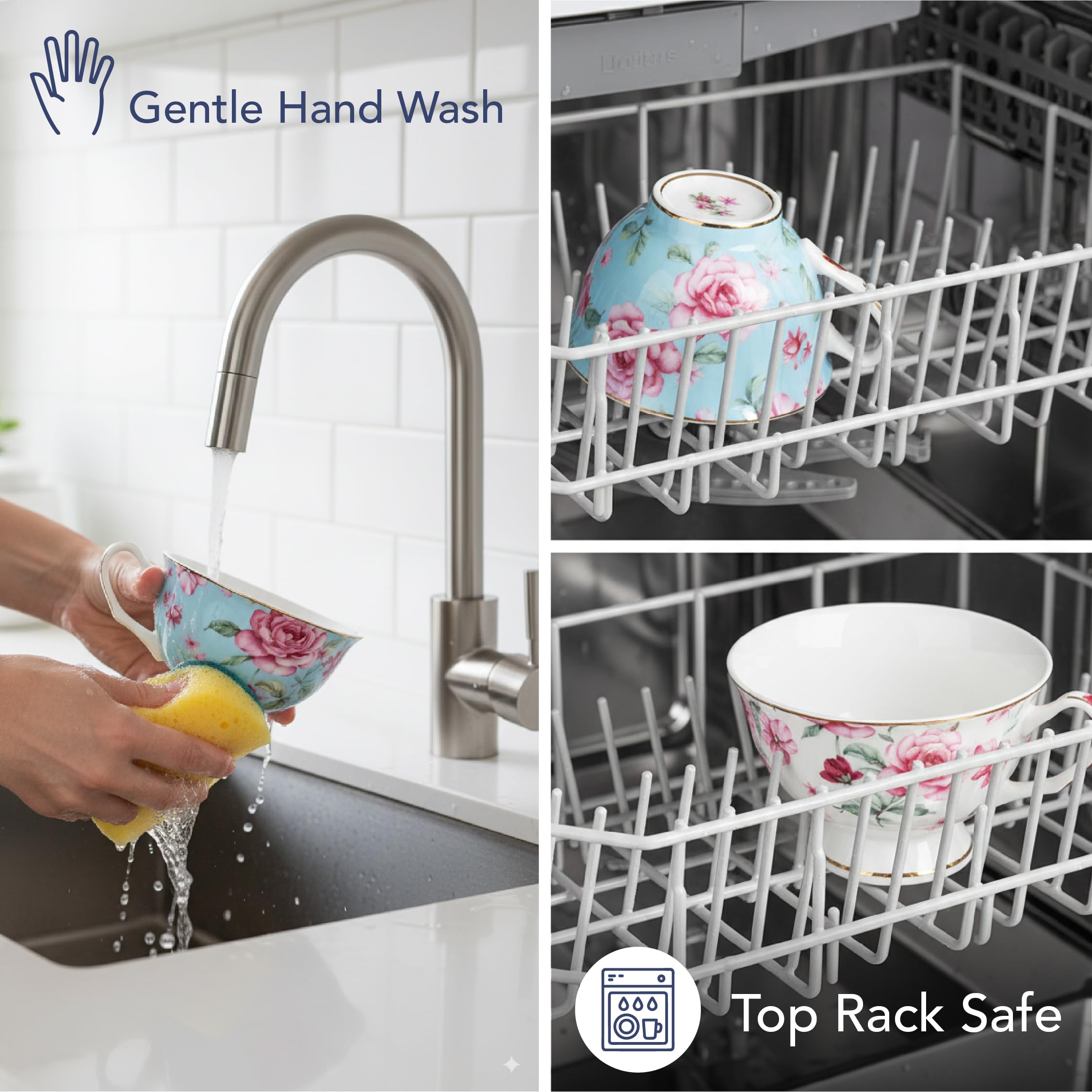 BTaT porcelain cups are dishwasher safe for easy cleaning.