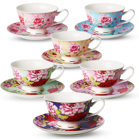 BTaT porcelain tea cups with floral design for refined tea moments.