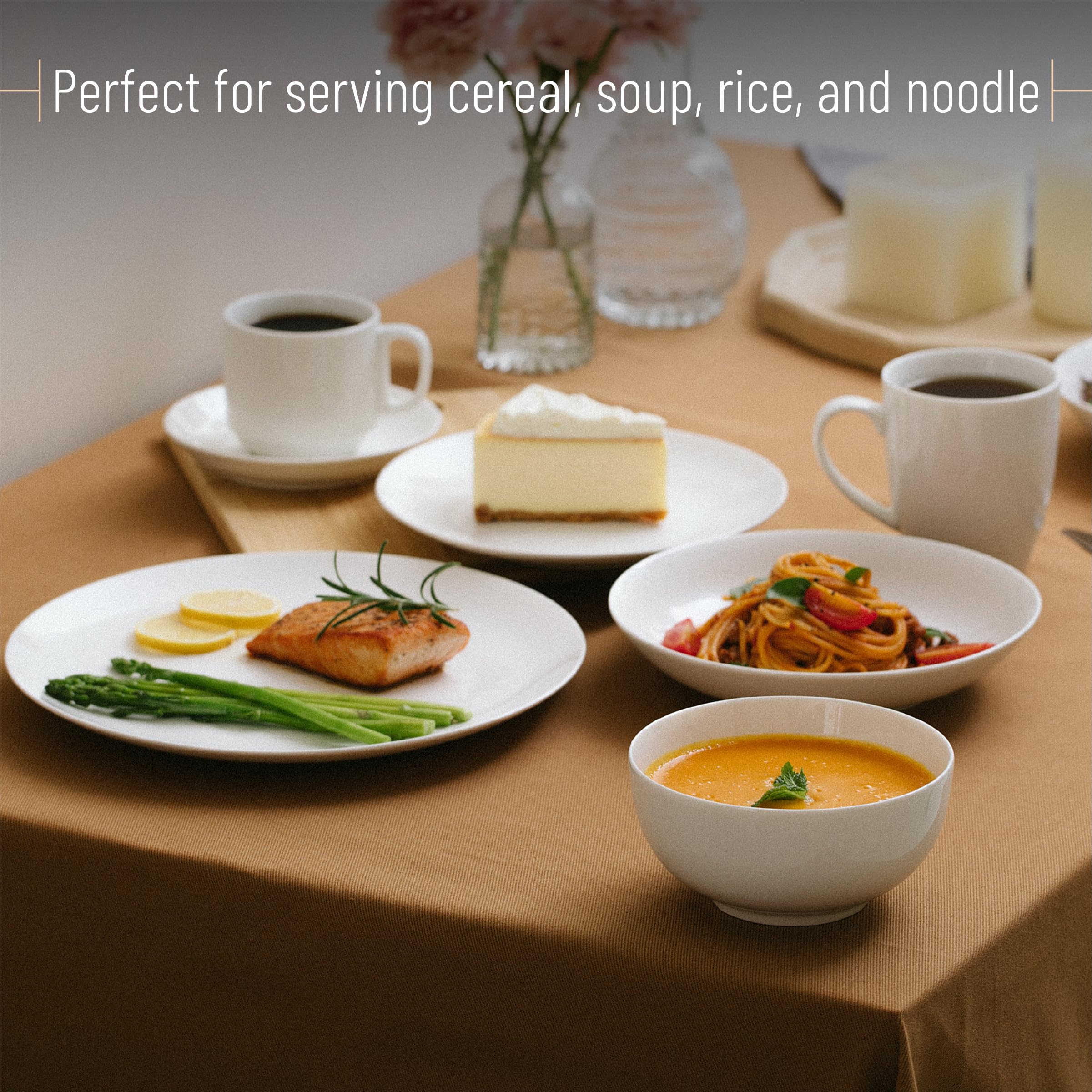 BTaT White Bowls ideal for salads, pasta, and cereals