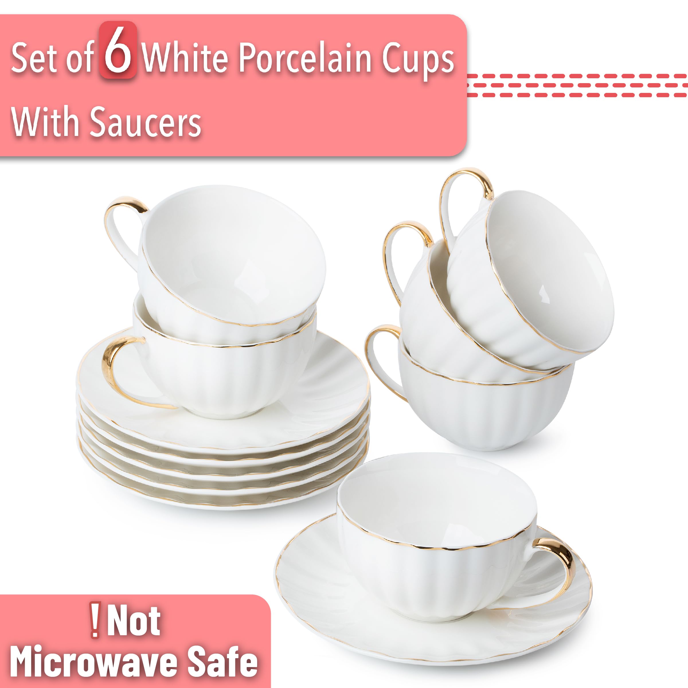 BTaT white teacups with gold trim add subtle sophistication for special occasions.