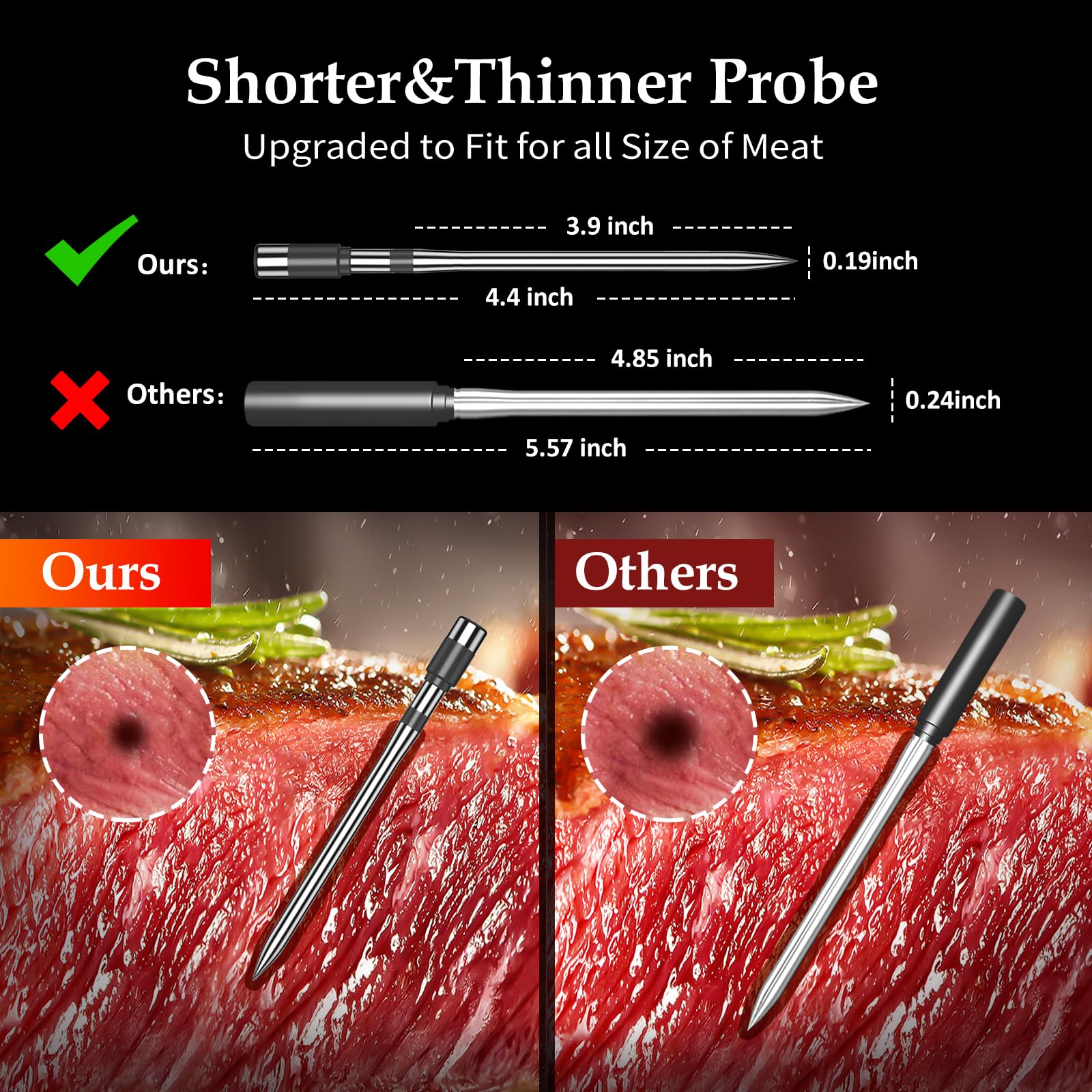 Bthebbqer 800FT thermometer ambient and meat sensors for accurate doneness
