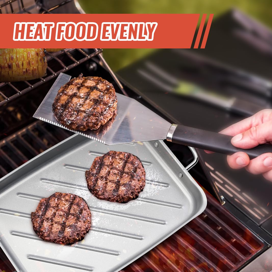 BTCDR grill pan captures drippings to help cleaner cooking.