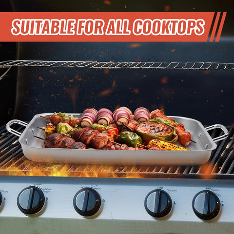 BTCDR grill pan with handles enables safe transporting from grill.