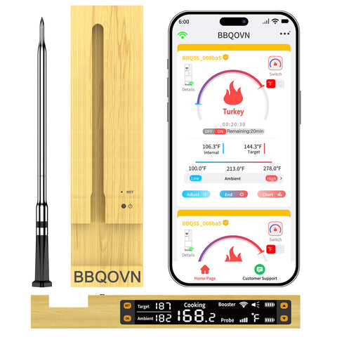 Btclink Premium WiFi thermometer with base display for quick temp checks during grilling