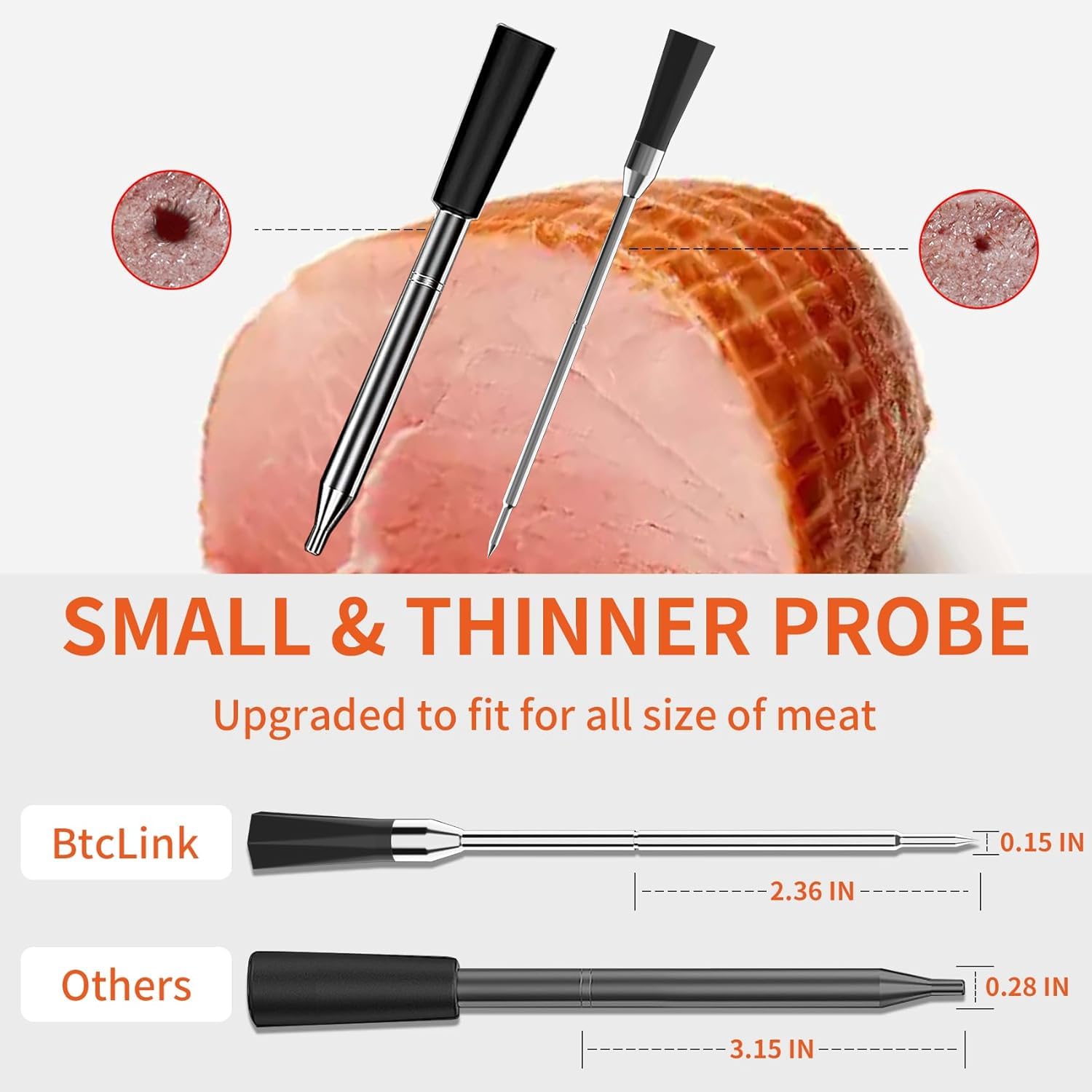Btclink thermometer shows real-time meat temperature for precise cooking.
