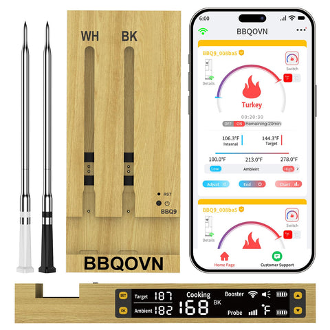 Btclink WiFi meat thermometer with unlimited-range monitoring for BBQ