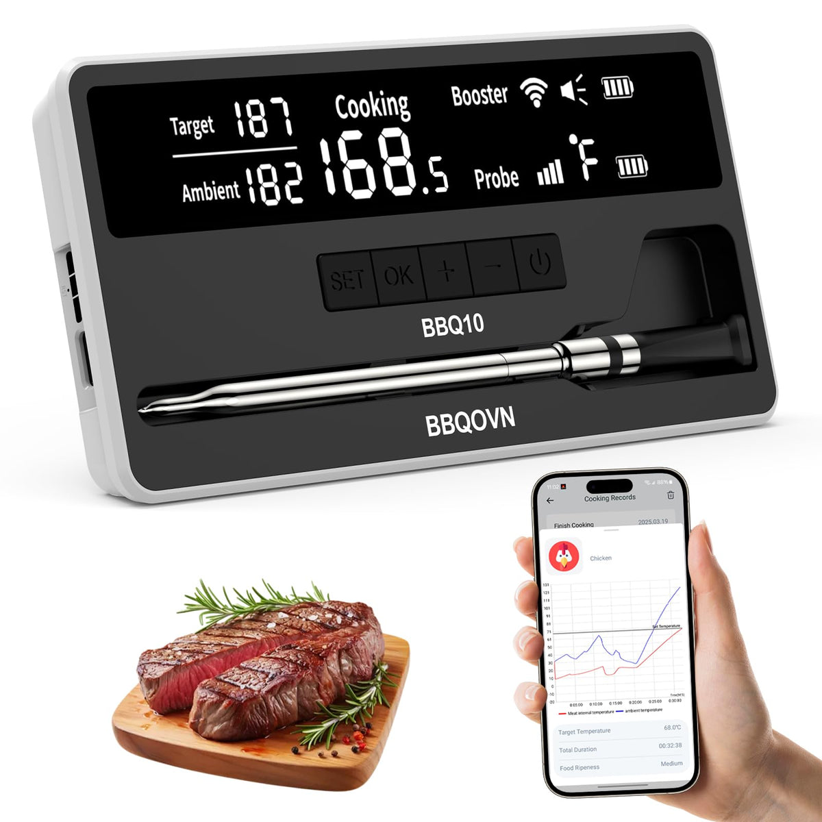 Btclink thermometer display shows quick temperature readings for easy monitoring