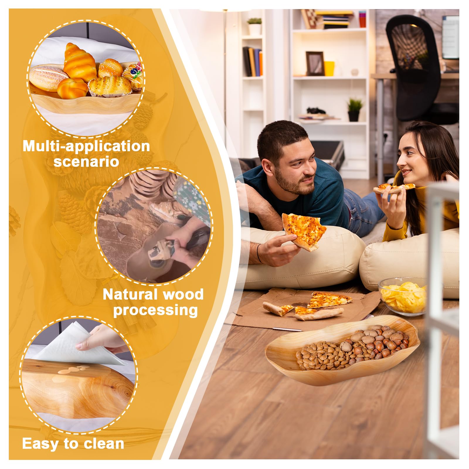 BTEOBFY artisan-carved wooden bowl with intricate details enhances countertop presentation.