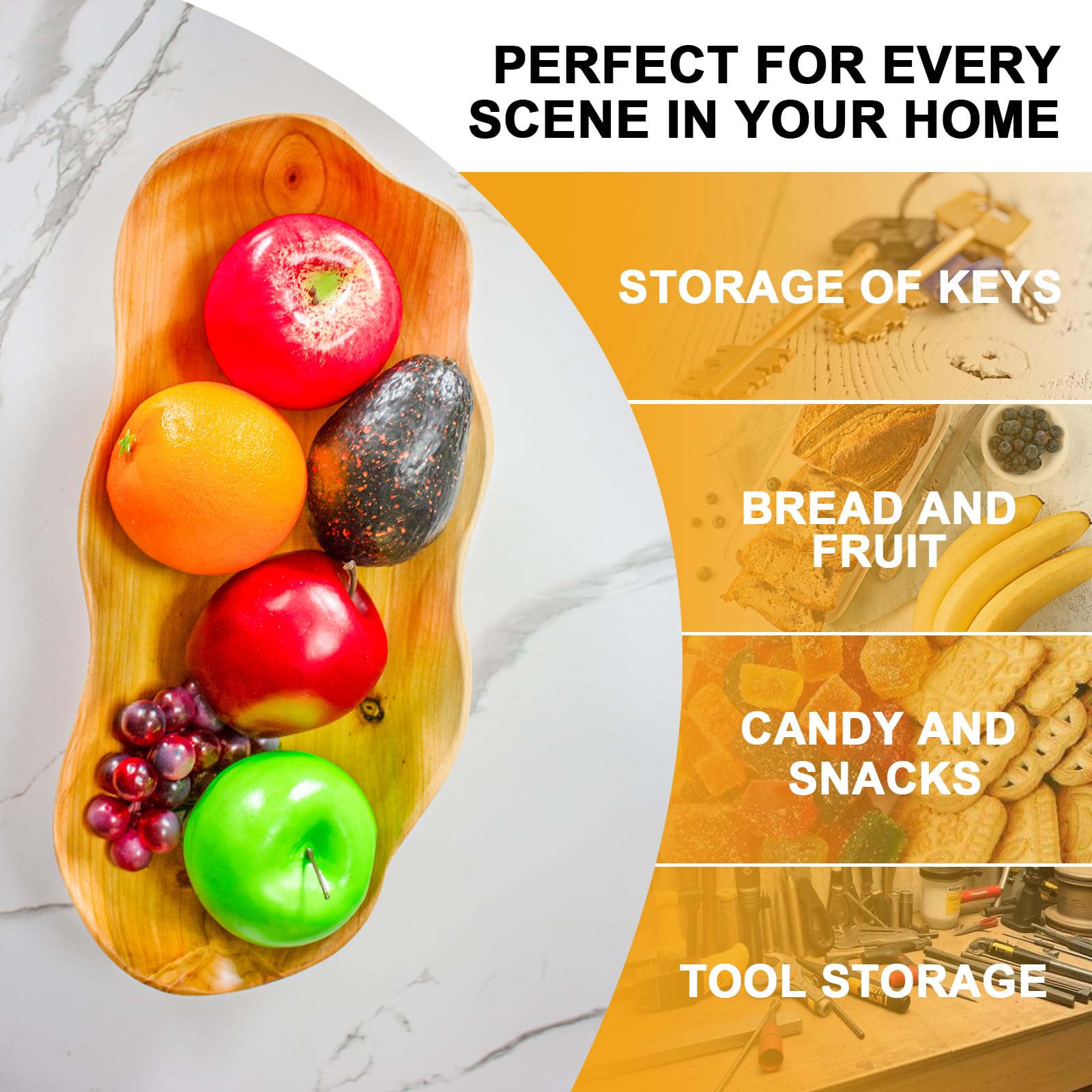 BTEOBFY kitchen-counter fruit bowl keeps produce organized and within reach.