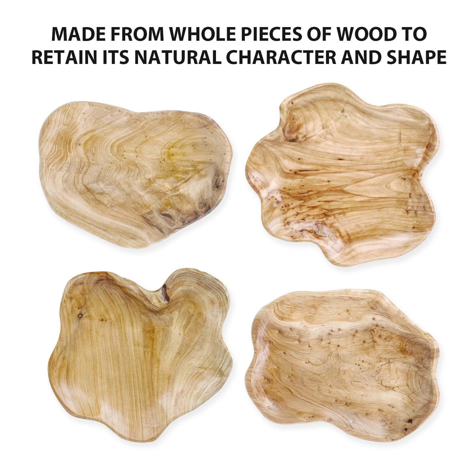 BTEOBFY unique shape wood dish offers versatile display options.