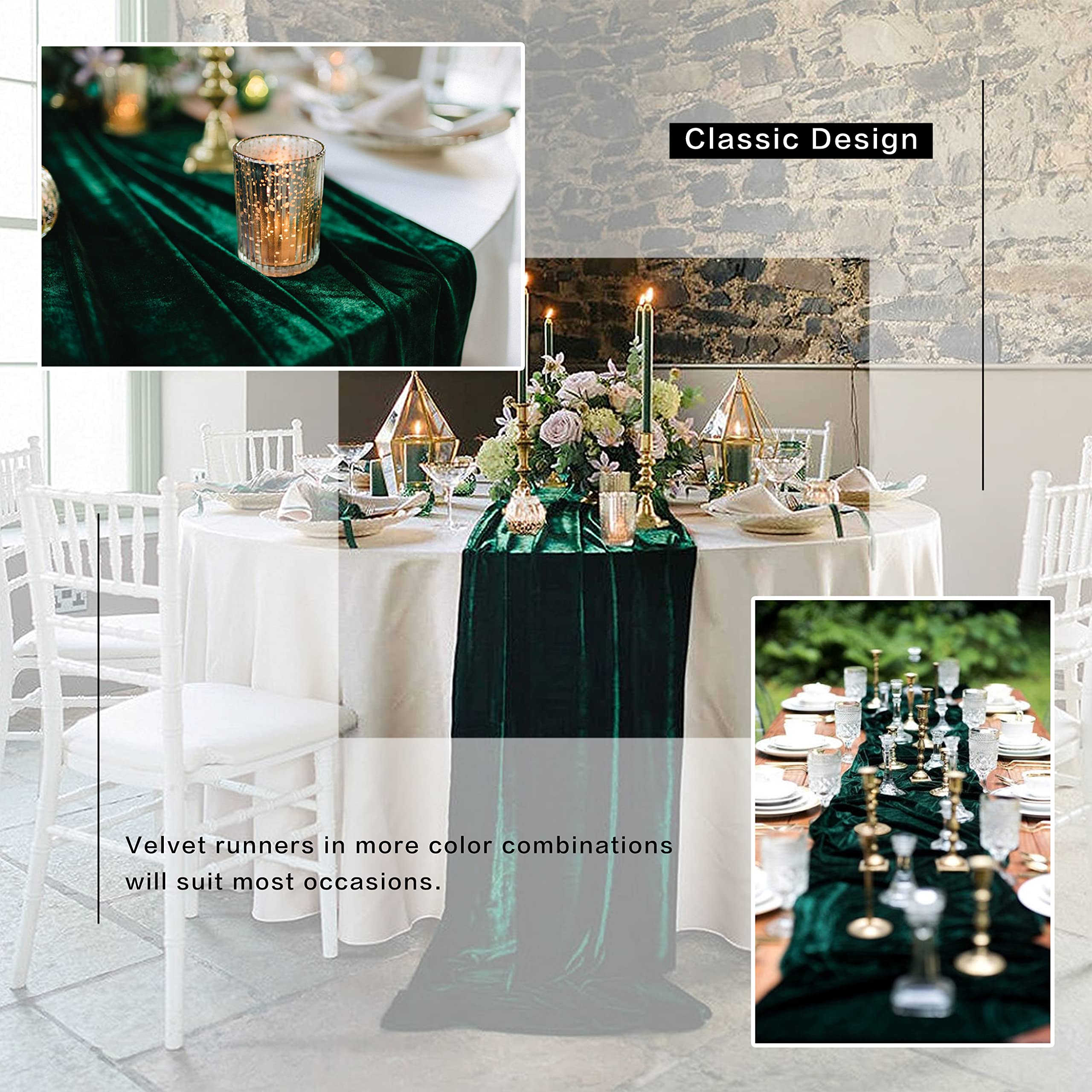 BTF Home velvet table runner draped on a table for elegant, stable drape.