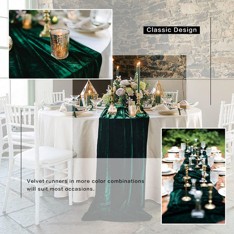 BTF Home velvet table runner draped on a table for elegant, stable drape.