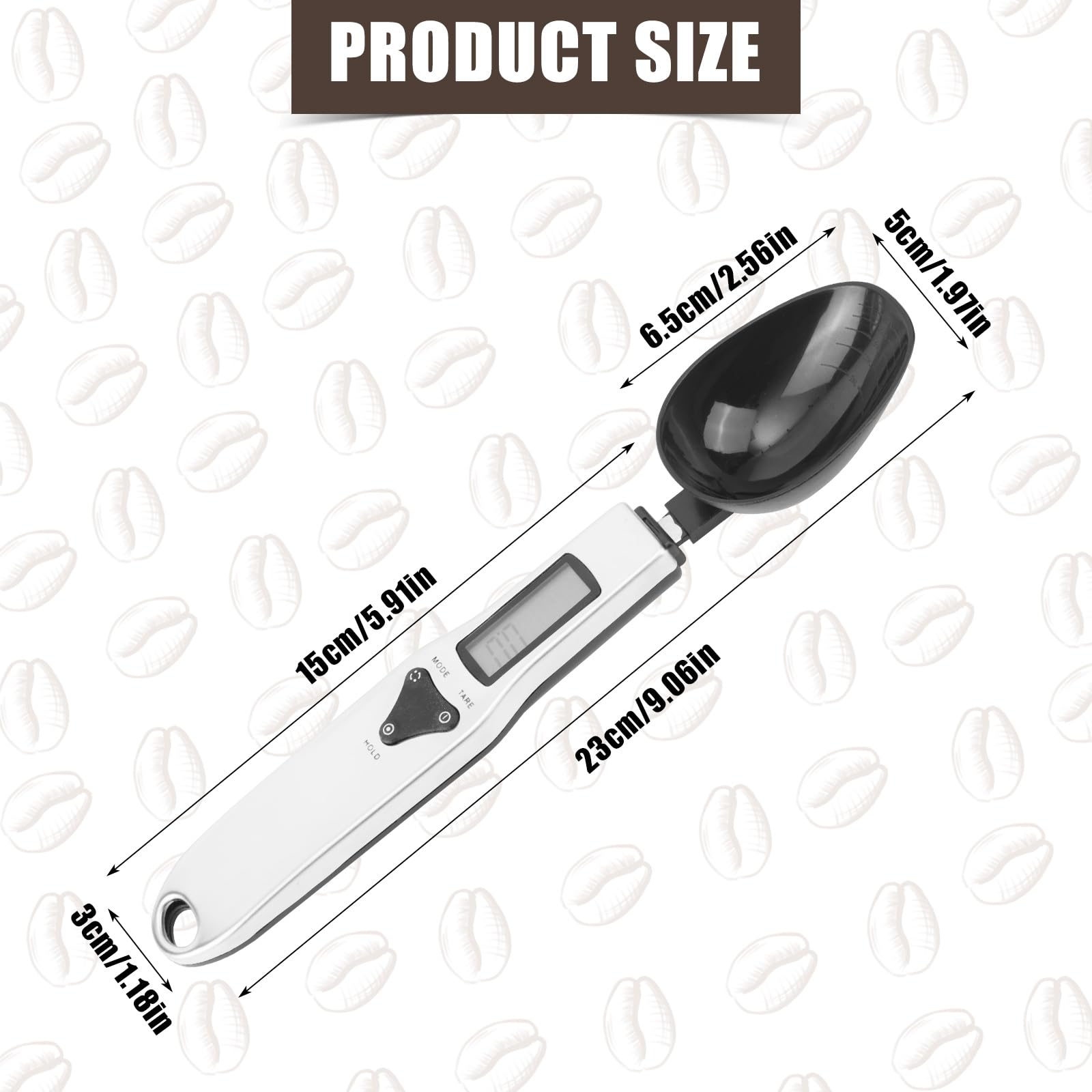 BTFO spoon scale demonstrates tare and mode options for easy weighing.