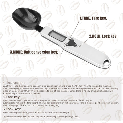 BTFO spoon scale with hanging hole for compact storage.