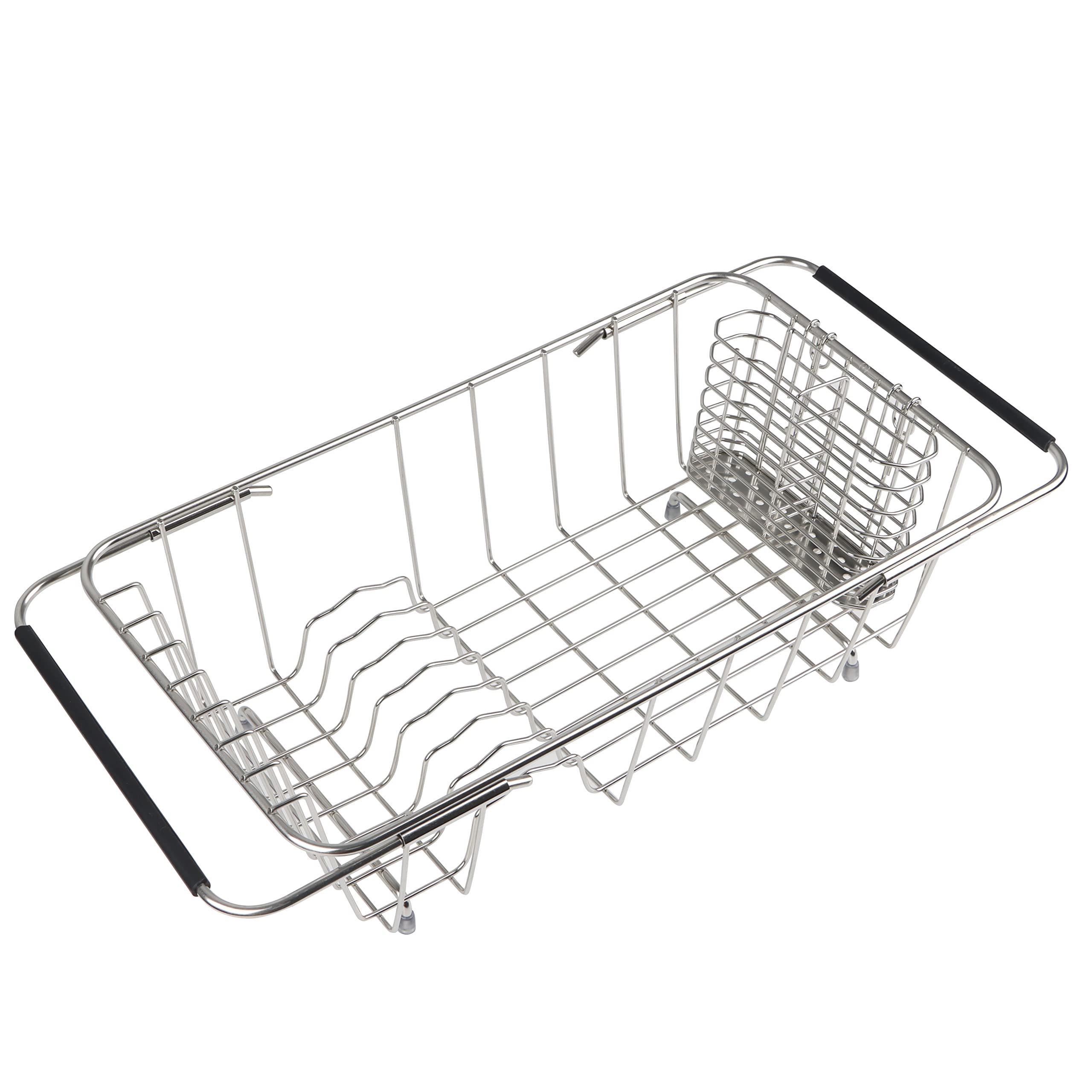 BTLATHA over-sink rack keeps countertops clear while drying.