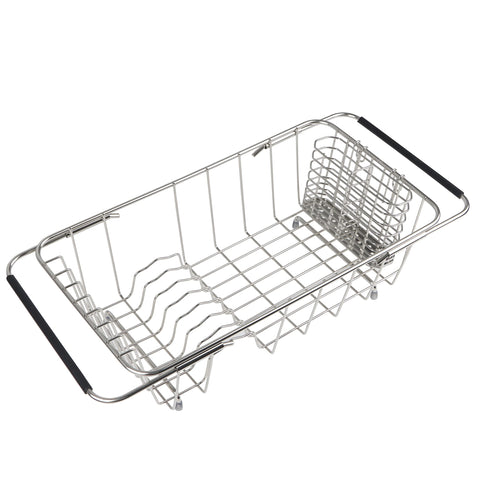 BTLATHA over-sink rack keeps countertops clear while drying.