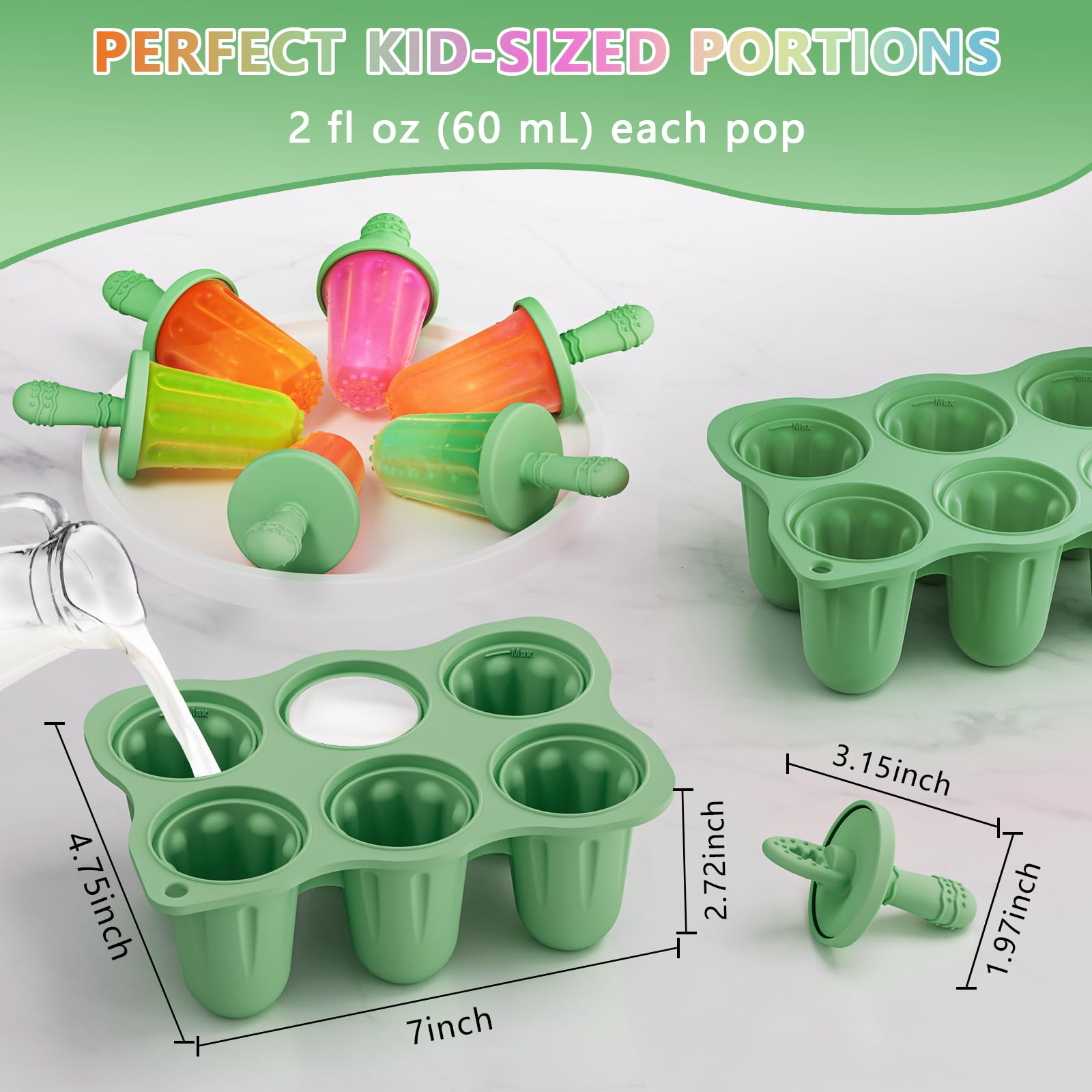 BTRFE 2oz cavity size enables single-portion pops for toddlers.