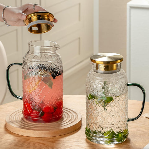 Buaic glass pitcher shown during a family gathering, great for entertaining.
