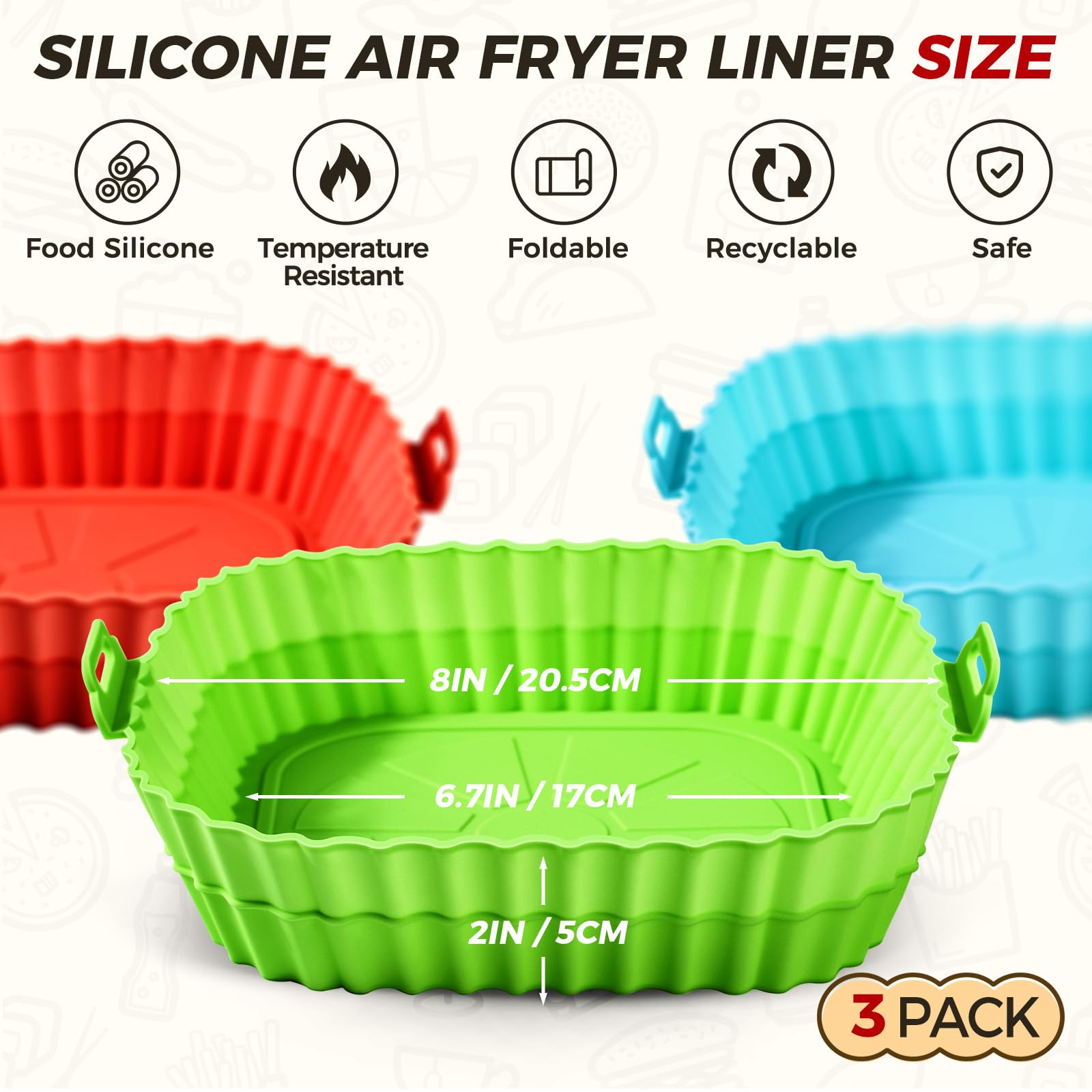 Buauty 8 inch silicone liner highlighting heat diffusion lines for even cooking