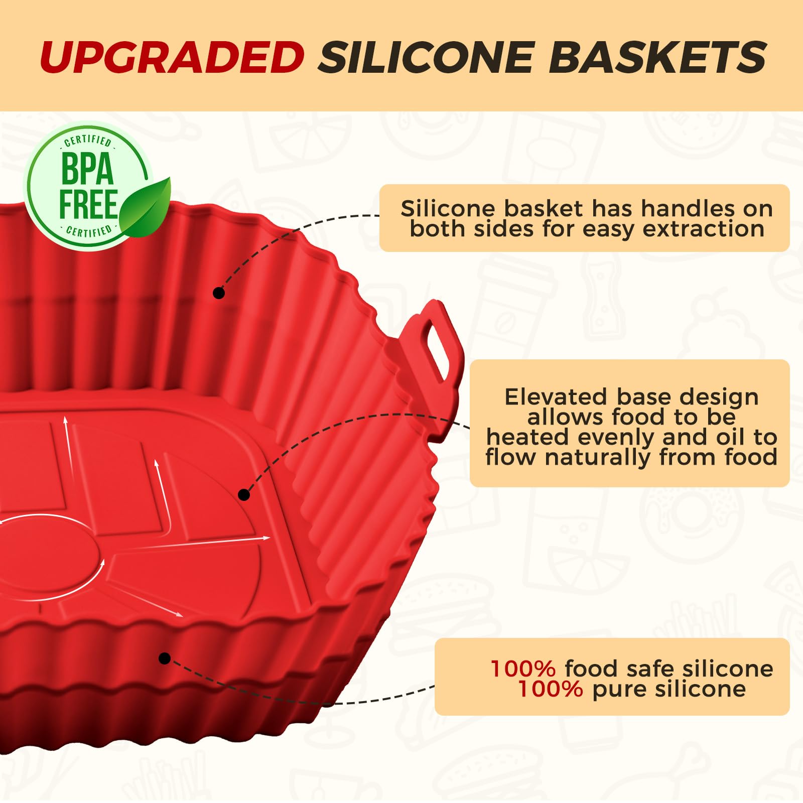 Buauty silicone liner with side handles for safe removal