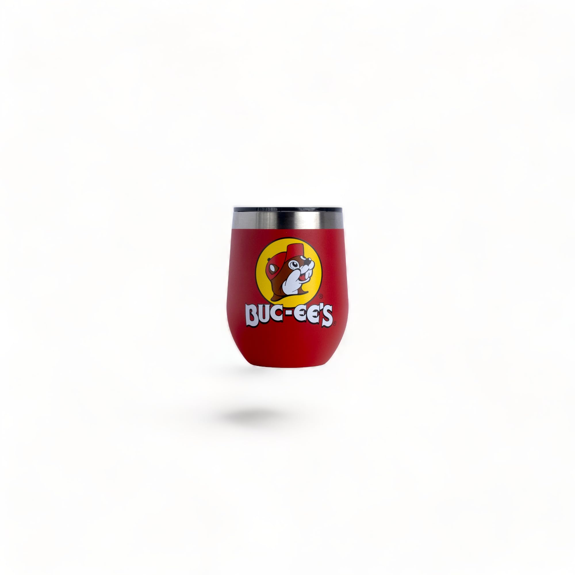 Buc-ee's 10 oz wine tumbler front view with double-wall insulation and sweat-free finish.