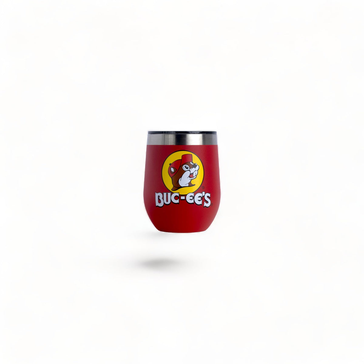 Buc-ee's 10 oz wine tumbler front view with double-wall insulation and sweat-free finish.