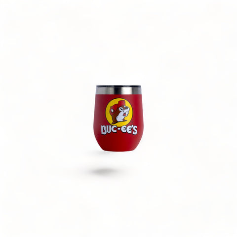 Buc-ee's 10 oz wine tumbler front view with double-wall insulation and sweat-free finish.