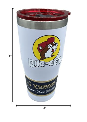 Buc-ee's white powder finish tumbler with 20 oz capacity for on-the-go hydration.