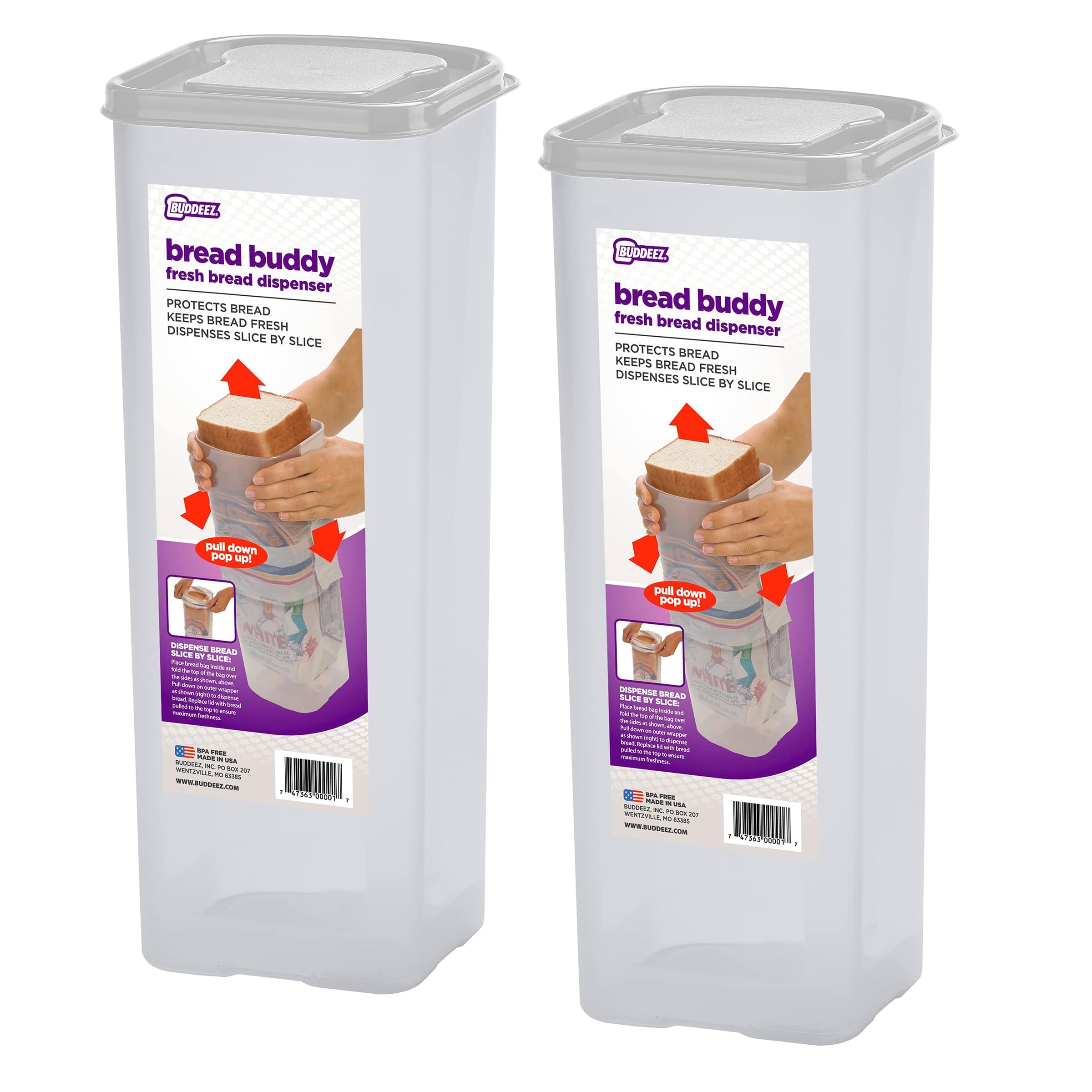 Buddeez Bread Buddy airtight container with a clear view enables quick expiration checks and lasting freshness.